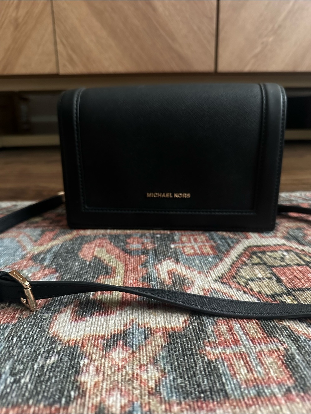 Michael Kors Black Crossbody with Gold Logo